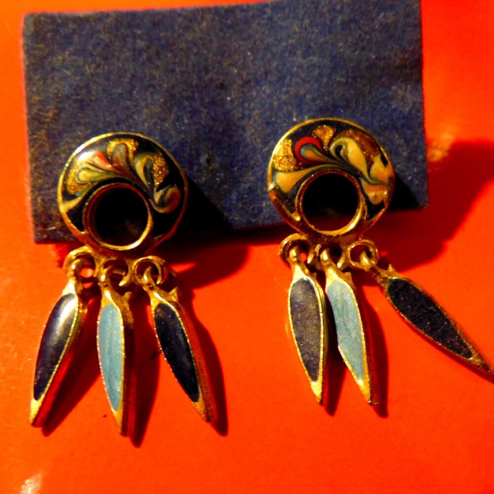 HAND-PAINTED GOLD ACCENTED DROP EARRINGS